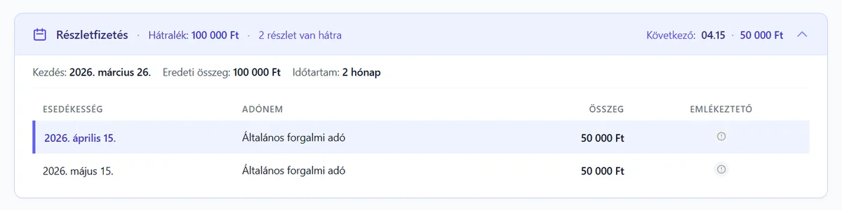 Részletfizetések követése